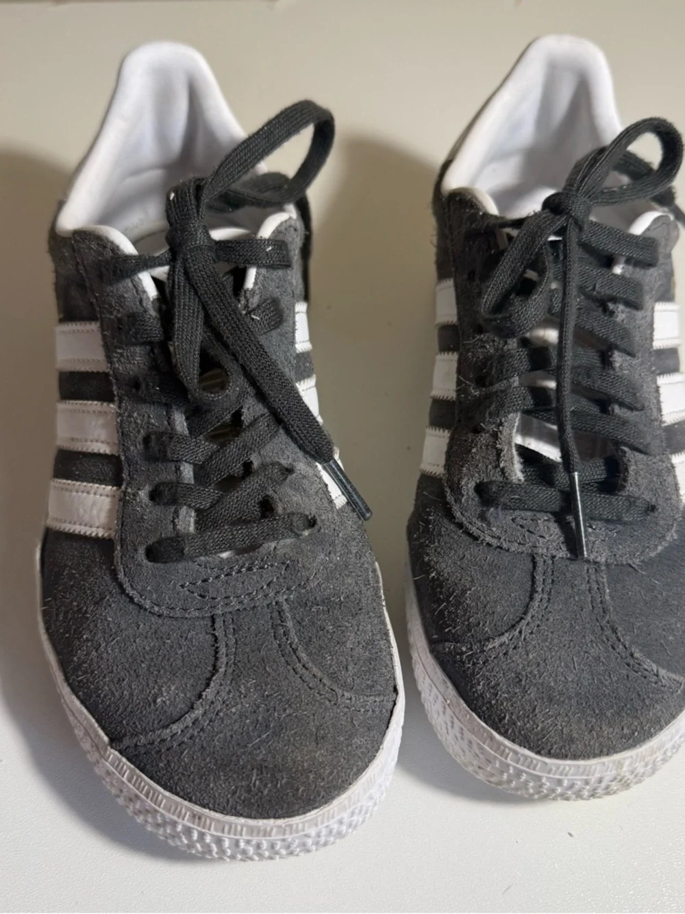 adidas Gazelle Gray Suede Sneakers with White Stripes Kids
